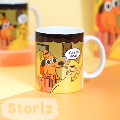Кружка "This is fine" 300 мл оптом со склада!