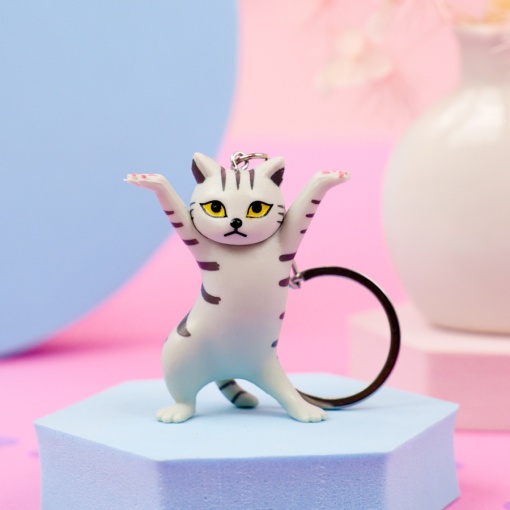 Брелок "Позирующий котик", серый