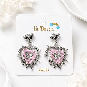 Серьги "Velvet butterfly" розовый, 1шт