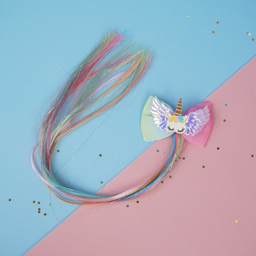 Цветная прядь на заколке "Sleep Unicorn" № 4, 40 см