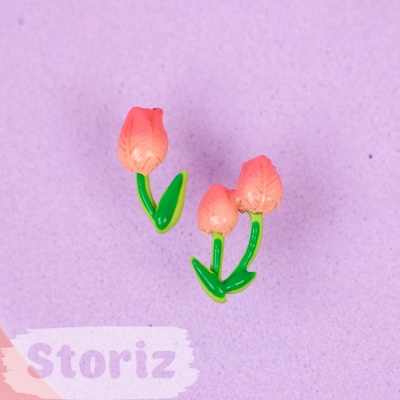 Серьги-гвоздики "Тюльпаны" розовый