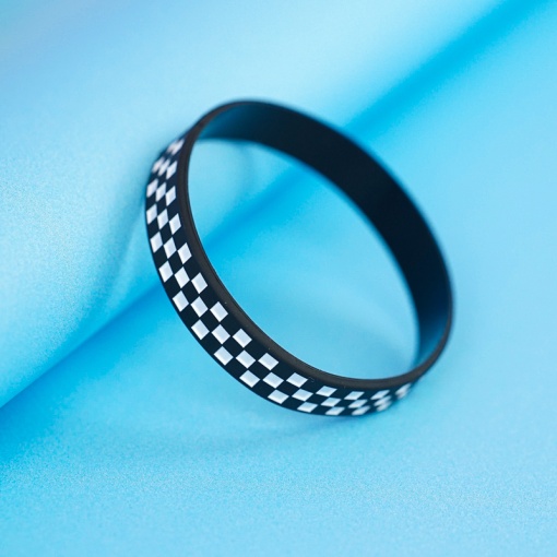 Браслет силиконовый "Black&White" черный (3 ряда)