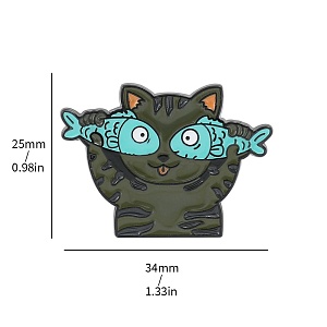 Значок-брошь "Кот" глаза-рыбы XZ2354-4