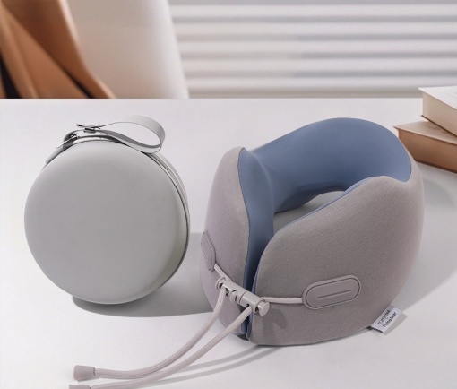 Подушка под шею "Travel" темносерый-голубой