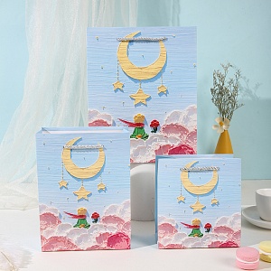 Подарочный пакет "Маленький принц" голубой 14х7х15см