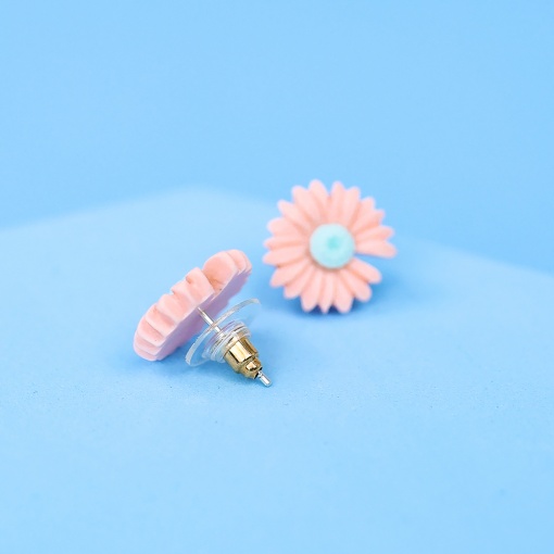 Серьги-гвоздики "Ромашки" розовые