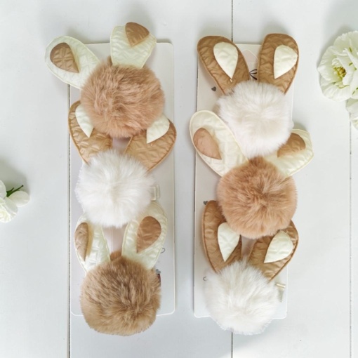 Набор заколок для волос "Bunny ears" бежевый, 3 шт