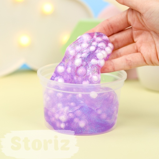 Слайм "Cute Lumb" фиолетовые блёстки + шарики, 150 гр. STORIZ