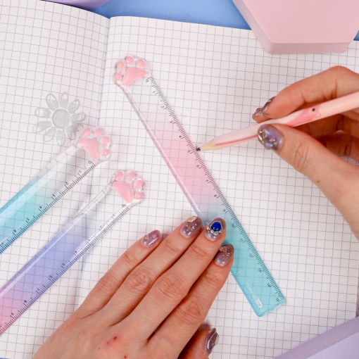 Линейка "Лапка" 15см., в ассортименте 1шт (градиент)