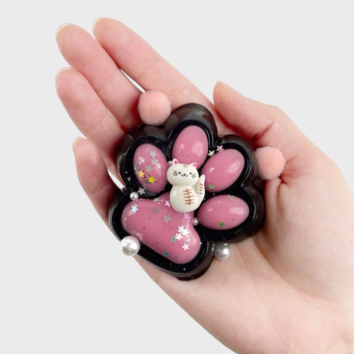 Антистресс "Лапка" с кошечкой, черно-розовый