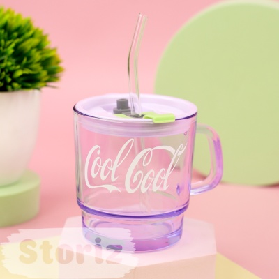 Стакан "Cool-Cool" с трубочкой (фиолетовый), 380мл оптом