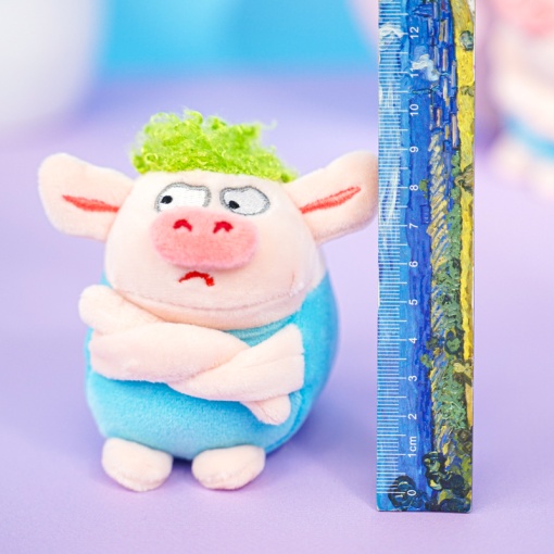 Мягкий брелок "Поросёнок" голубой, 13 см