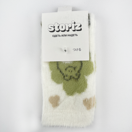 Носки "Плюшевые" Hello Frog, бело-зеленый, р.36-39