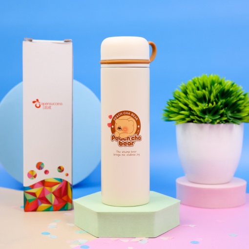 Термос "Peach cha bear" №8399 молочный, 280 мл. оптом