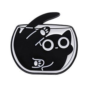 Значок-брошь "The black cat" в аквариуме XZ9408
