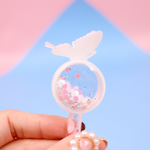 Ручка "Бабочка с блестками" белый (черный)