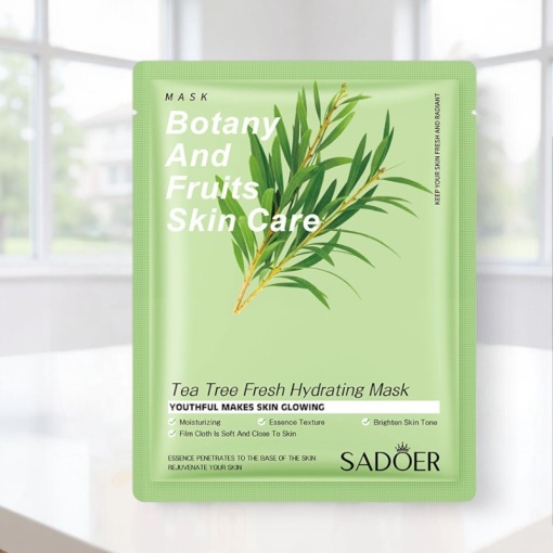Маска тканевая для лица "Sadoer" с зеленым чаем, увлажняющая
