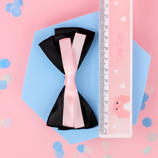 Заколка для волос "Бантик" Розовая лента, черный 