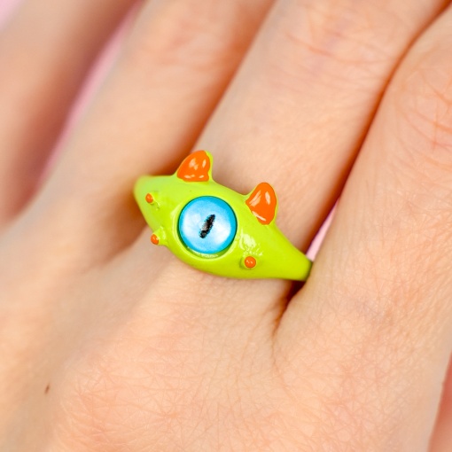 Кольцо "Монстрик", зелёный