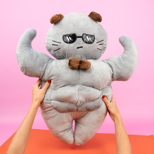 Мягкая игрушка "Кот-качок" серый, 55см