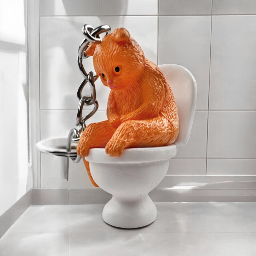 Брелок "Котик на унитазе" оранжевый