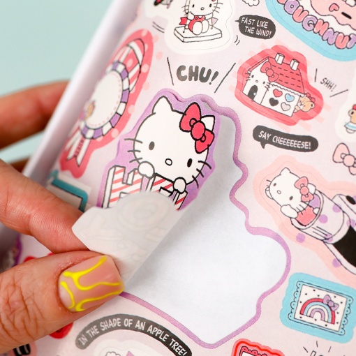 Мини-блокнот с наклейками "Персонажи Санрё" розовый, 22 листа