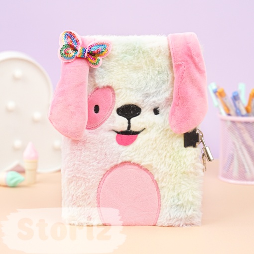 Блокнот "Pink Dog" меховой с замочком A5