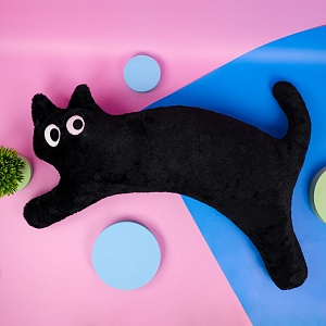 Мягкая игрушка-подушка "Кошечка Мяу" черный, 100 см