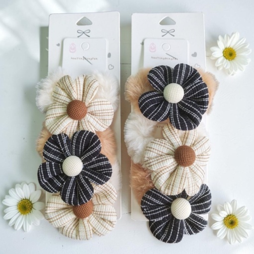 Набор резинок для волос "Cozy flower", коричневый, 3 шт