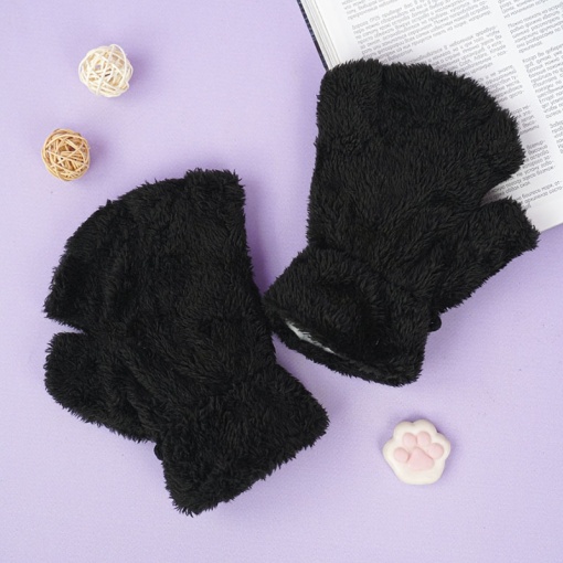 Перчатки без пальцев "Кошачьи лапки" черный