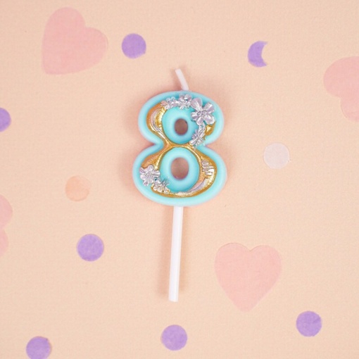 Свеча-цифра для торта "Patterned Mint", 8 оптом