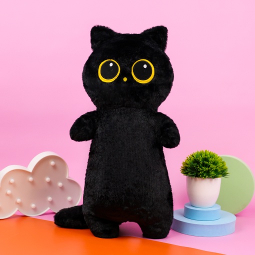Мягкая игрушка "Глазастый котик" черный, 65 см