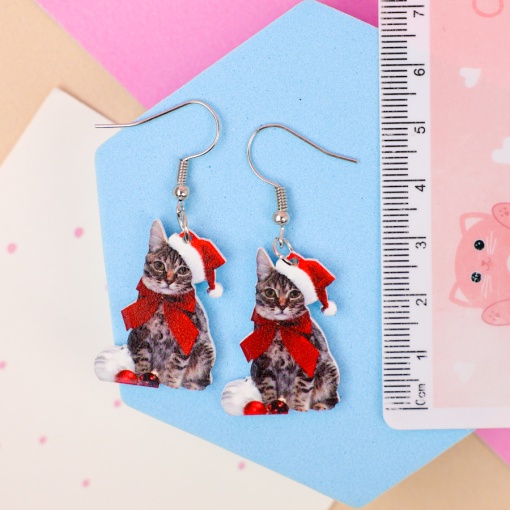 Серьги "НГ Рождественский Котик"