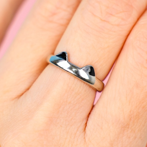 Кольцо "Neko" серебристо-черный