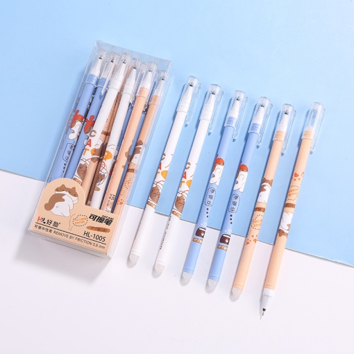 Ручка со стирашкой "Ленивый котик" №1005, в ассорт-те 1шт (синий)