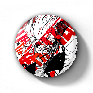 Значок круглый "Dandadan" Кэн в форме Турбо-Бабки, 75мм 