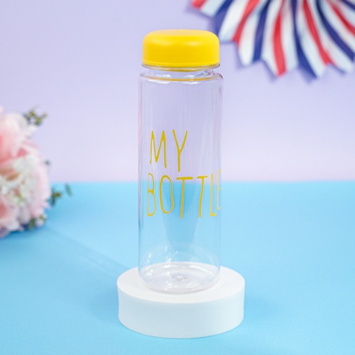 Бутылочка прозрачная "My bottle" желтая с чехлом оптом