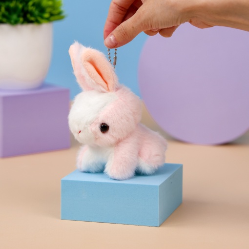 Мягкий брелок "Зайка" розовый, 14 см