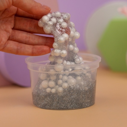 Слайм "Corgi" серебристые блёстки + шарики, 150 гр. STORIZ