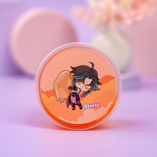 Слайм "Сяо" полупрозрачный (оранжевый), с наполнителем + корги, 200 гр. STORIZ