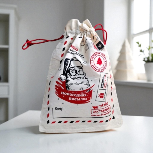 Подарочный мешок "НГ Новогодняя посылка" Дед Мороз
