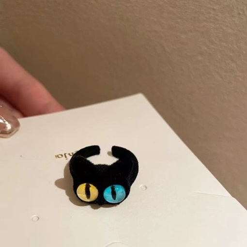 Кольцо "Чёрный кот" бархатный