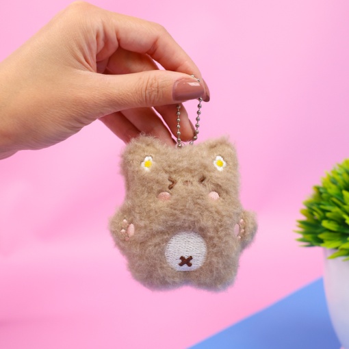 Мягкий брелок "Пищащий мишка" коричневый