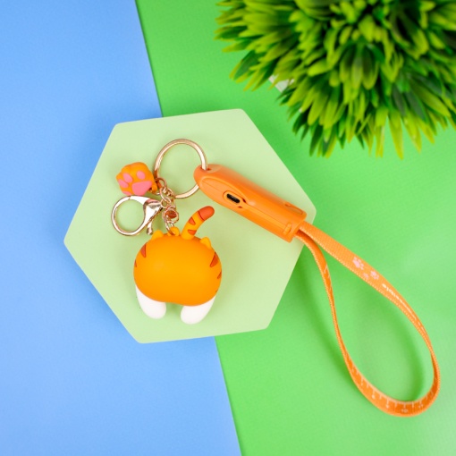 Кабель зарядка "Humor Cat" рыжий 3в1 (USB Type-C, Lightning)