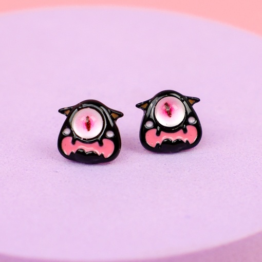 Серьги-гвоздики "Teeth Black Monster", черный