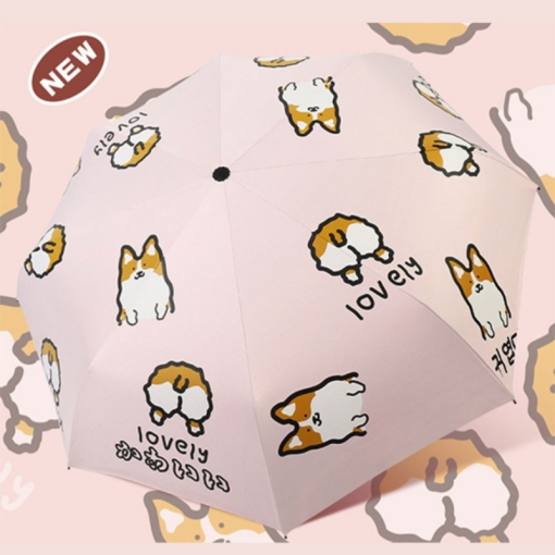 Зонт-автомат "Корги" розовый