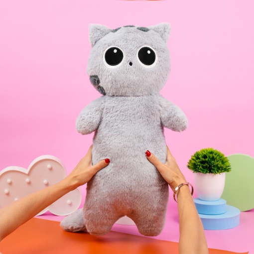 Мягкая игрушка "Глазастый котик" серый, 65 см 