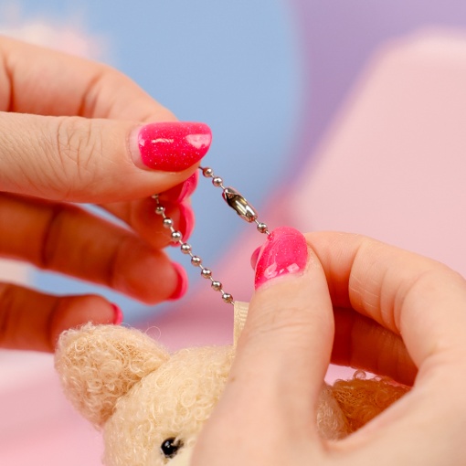 Мягкий брелок "Мишка с сердечком" бежевый, 10см