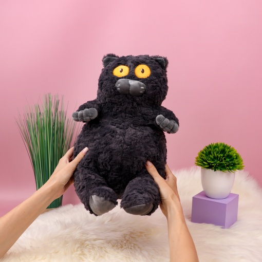 Мягкая игрушка "Смотрящий Кот", черный 40см