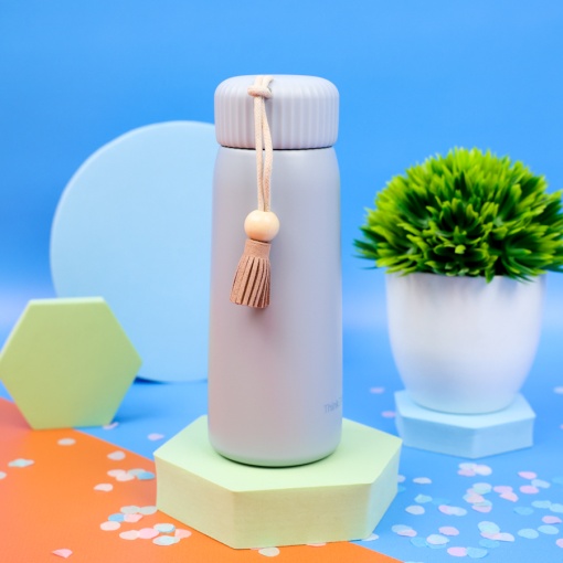 Термос "Think Different" с кисточкой, серый, 400мл оптом